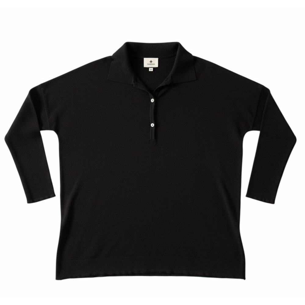 Tuckernuck Long Sleeve Polo Shirt Black Golf Casual Linen Blend Mens Sz XL/XXL